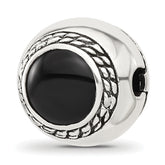 Sterling Silver Reflections Black Onyx Lucky Stone Hinged Bead